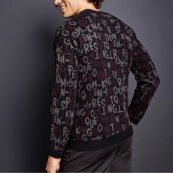 ROYALTY BY MALUMA Men's Relaxed-Fit Text V-Neck Cardigan Size Large - Picture 2 of 10